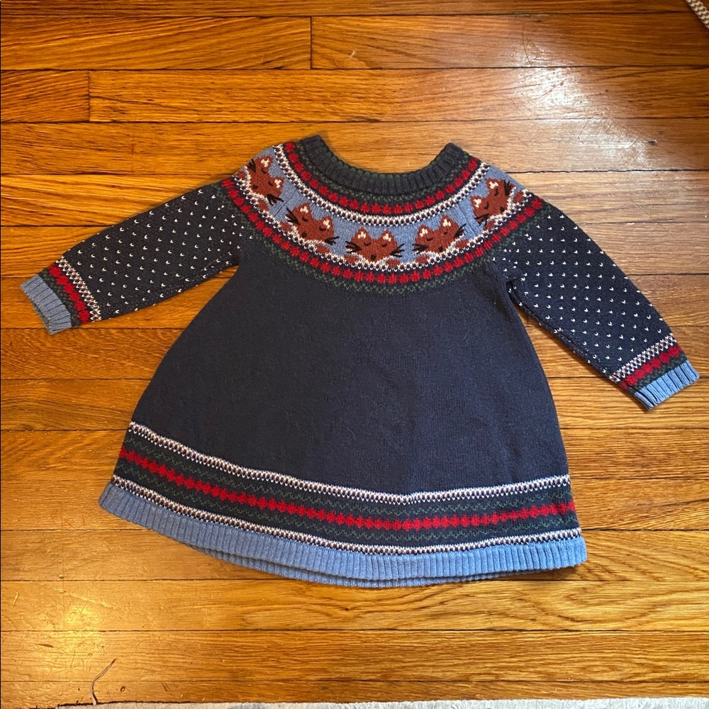 Hanna Andersson  Sz 80 Fox Sweater Dress 18-24 months
